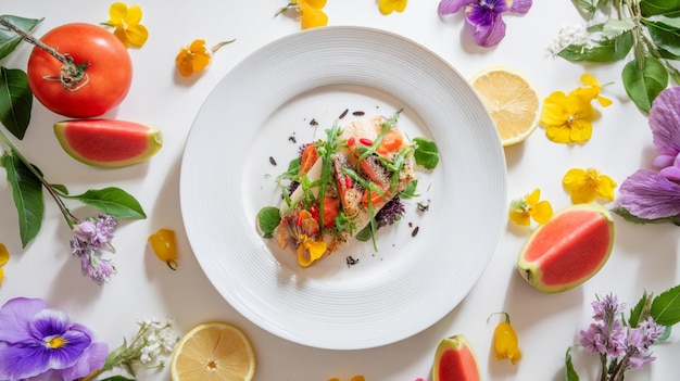 Domowy talerz z kolorowym daniem